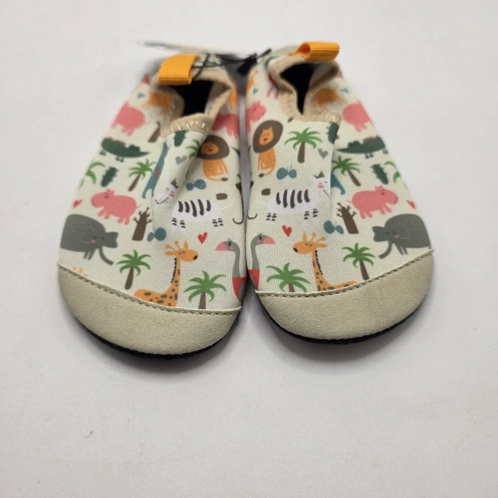 Toddler Water Shoes Safari Animal Print Quick Dry Aqua Socks Slip On Beach Pool